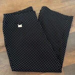 Lulu-B Black White Polka Dot Stretch Women Sz 10 Flare Golf Cropped Capris Pants